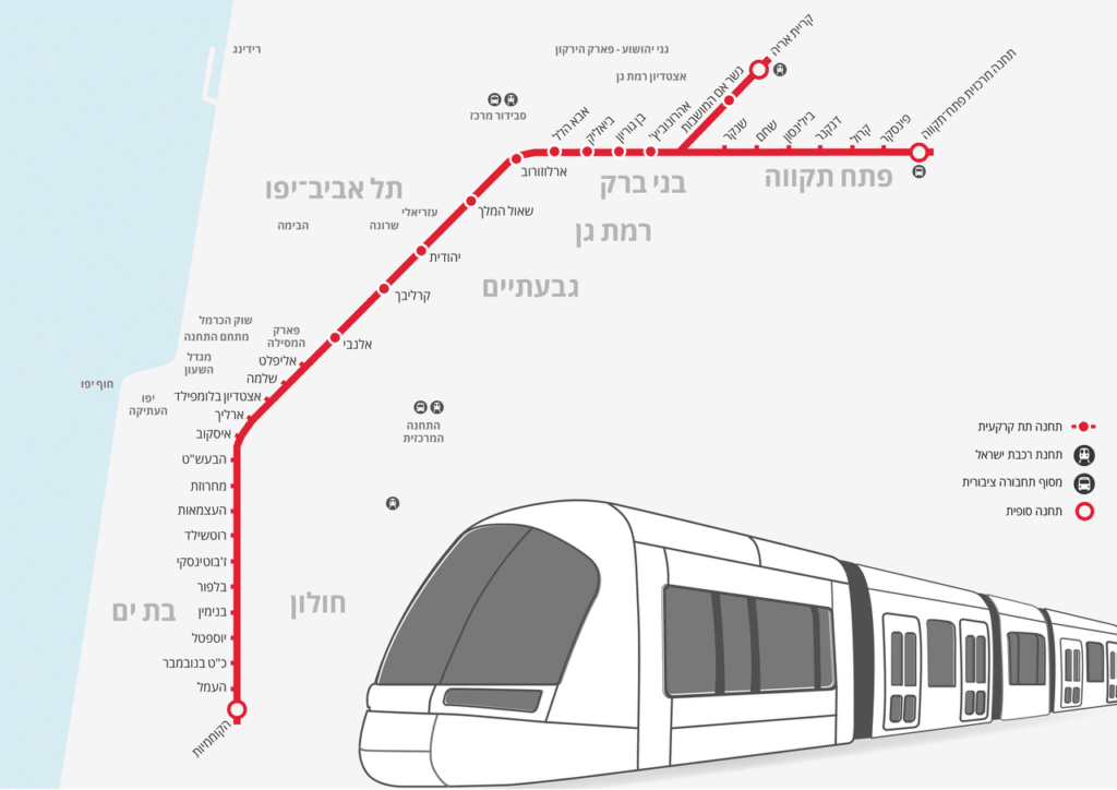 The red line of the light rail