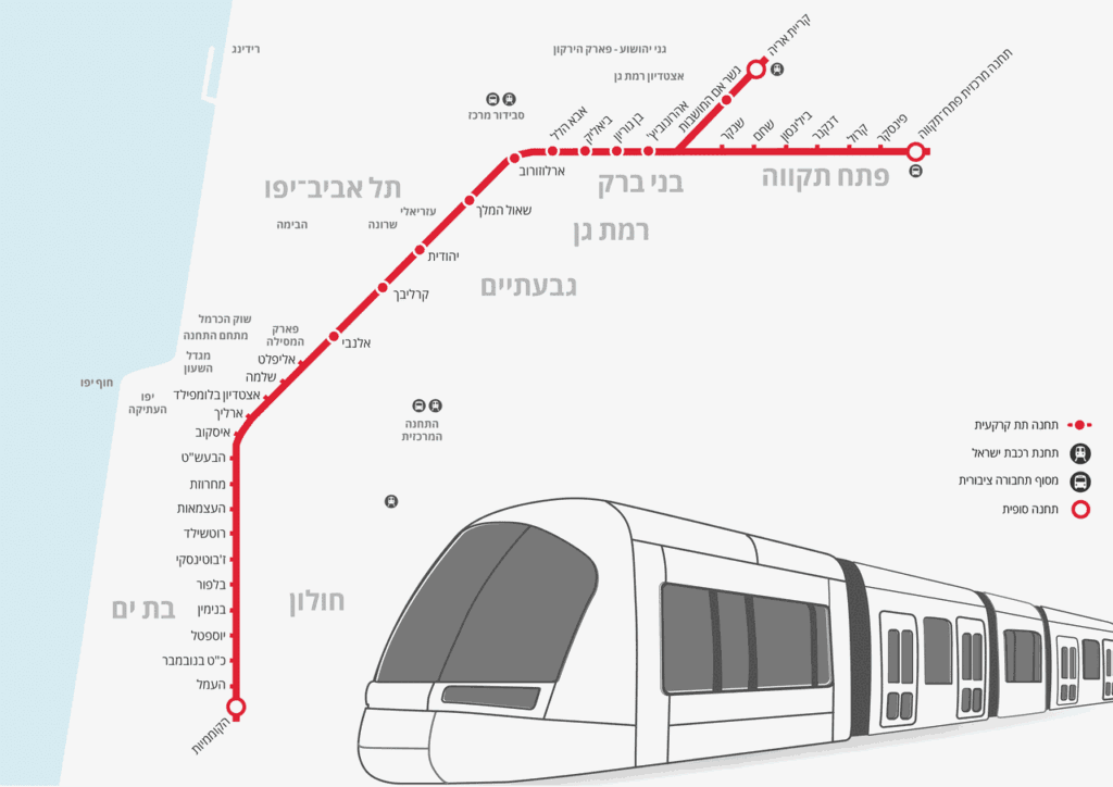 The red line of the light rail